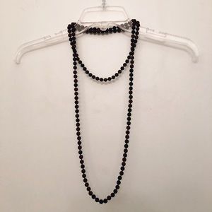 Brown and Black Beaded Wrap Necklace